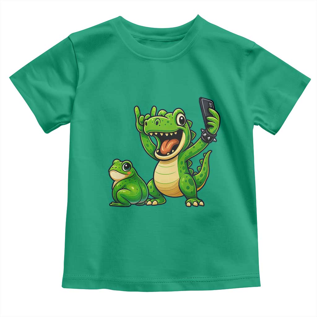 Funny Dinosaur Frog Selfie Toddler T Shirt Rock On Hand TS14 Irish Green Print Your Wear