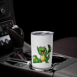 Funny Dinosaur Frog Selfie Tumbler Cup Rock On Hand TS14 Print Your Wear