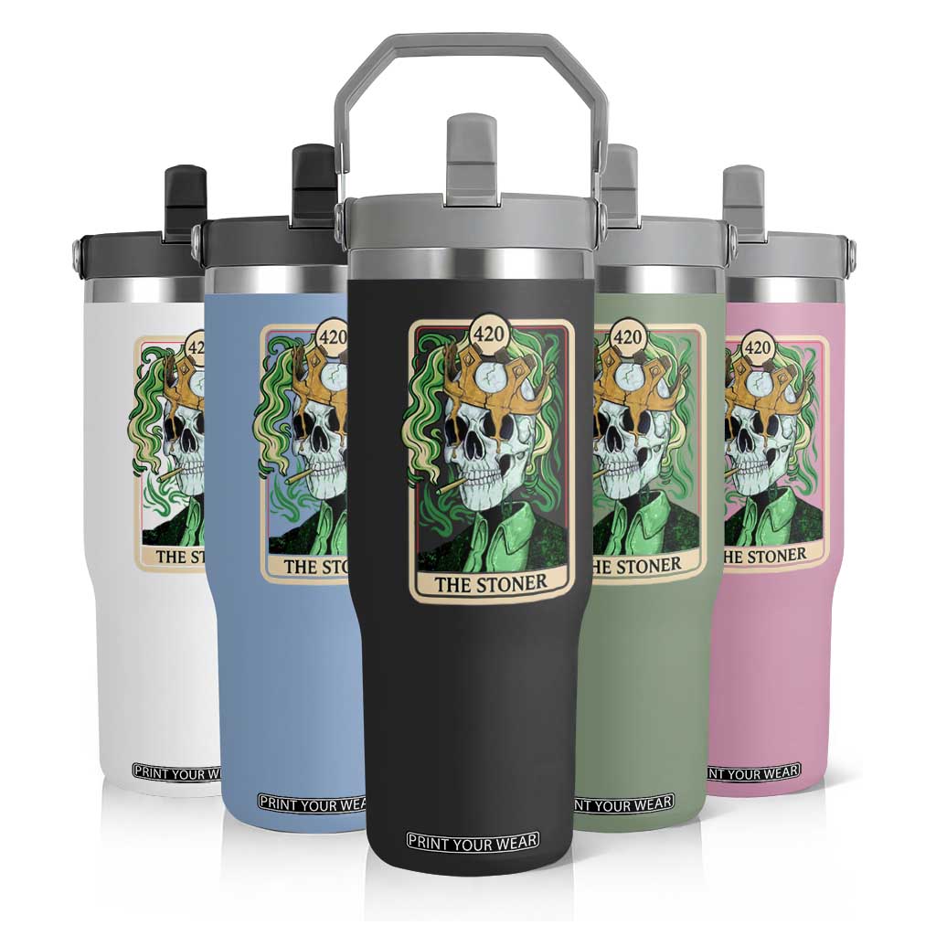 Skeleton Smokes Flip Straw Tumbler The Stoner Weed Lover Cannabis 420 TS14 Print Your Wear