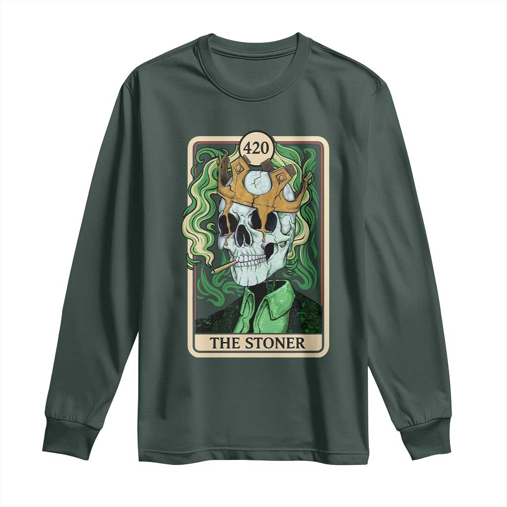 Skeleton Smokes Long Sleeve Shirt The Stoner Weed Lover Cannabis 420 TS14 Dark Forest Green Print Your Wear
