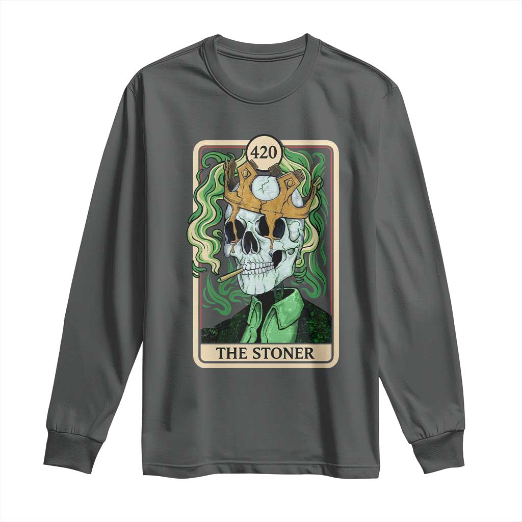 Skeleton Smokes Long Sleeve Shirt The Stoner Weed Lover Cannabis 420 TS14 Dark Heather Print Your Wear