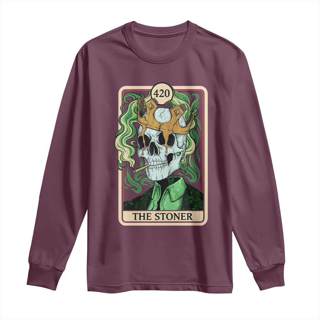 Skeleton Smokes Long Sleeve Shirt The Stoner Weed Lover Cannabis 420 TS14 Maroon Print Your Wear