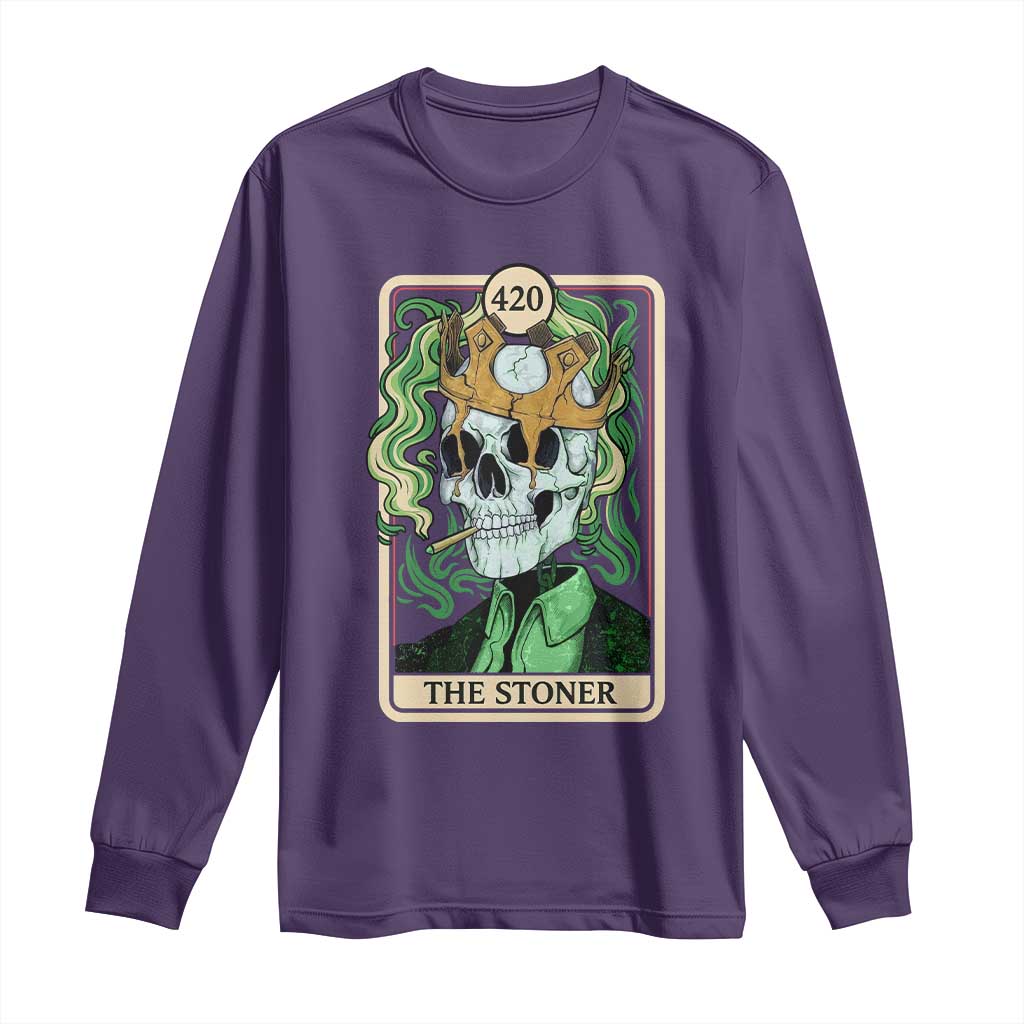 Skeleton Smokes Long Sleeve Shirt The Stoner Weed Lover Cannabis 420 TS14 Purple Print Your Wear