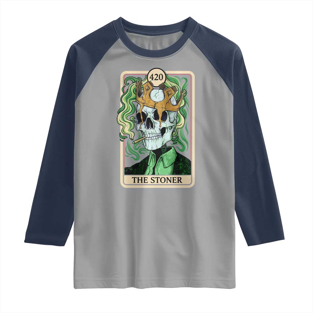 Skeleton Smokes Raglan Shirt The Stoner Weed Lover Cannabis 420 TS14 Sport Gray Navy Print Your Wear