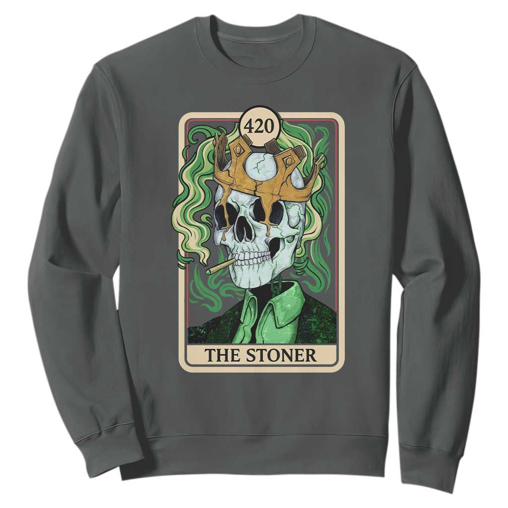 Skeleton Smokes Sweatshirt The Stoner Weed Lover Cannabis 420 TS14 Dark Heather Print Your Wear