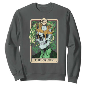 Skeleton Smokes Sweatshirt The Stoner Weed Lover Cannabis 420 TS14 Dark Heather Print Your Wear