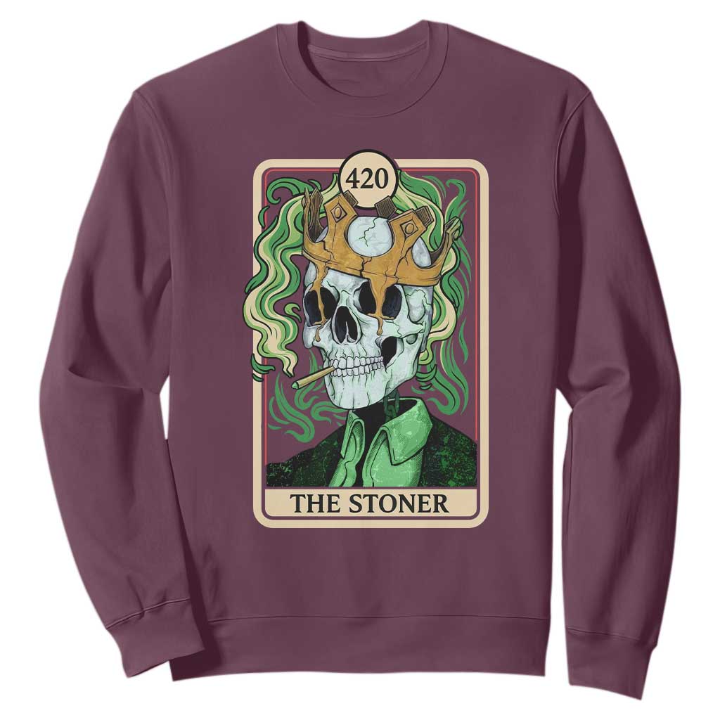 Skeleton Smokes Sweatshirt The Stoner Weed Lover Cannabis 420 TS14 Maroon Print Your Wear