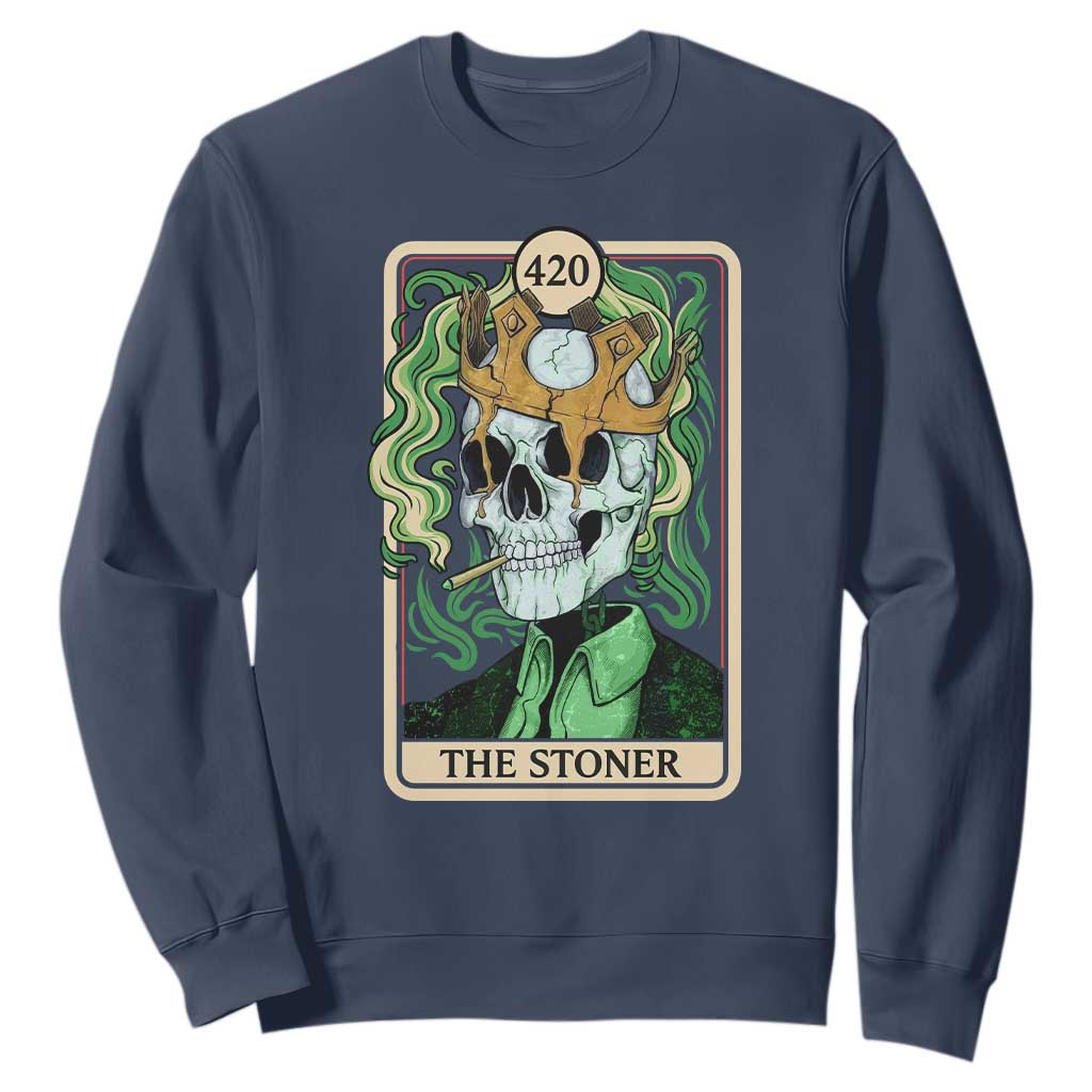 Skeleton Smokes Sweatshirt The Stoner Weed Lover Cannabis 420 TS14 Navy Print Your Wear