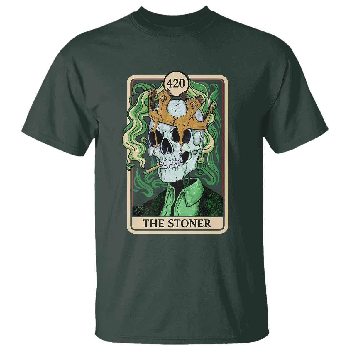 Skeleton Smokes T Shirt The Stoner Weed Lover Cannabis 420 TS14 Dark Forest Green Print Your Wear