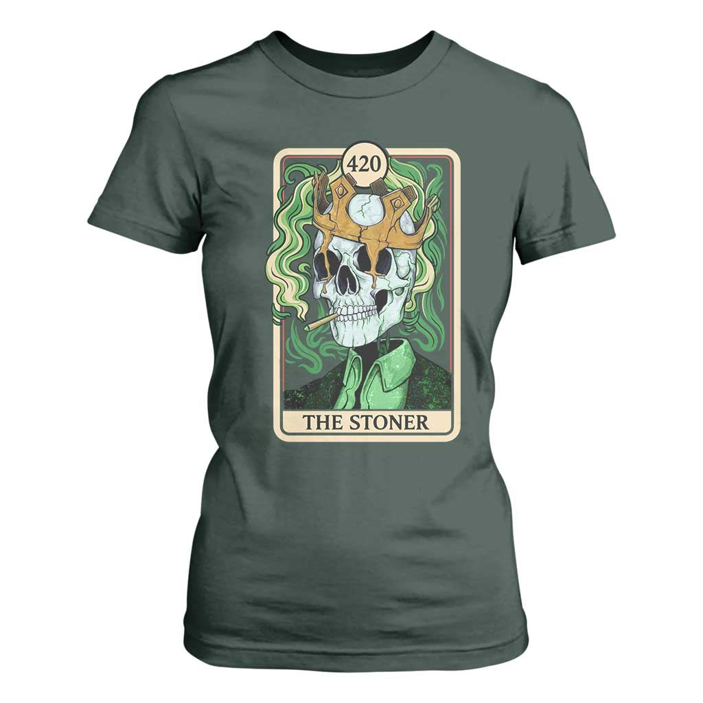 Skeleton Smokes T Shirt For Women The Stoner Weed Lover Cannabis 420 TS14 Dark Forest Green Print Your Wear