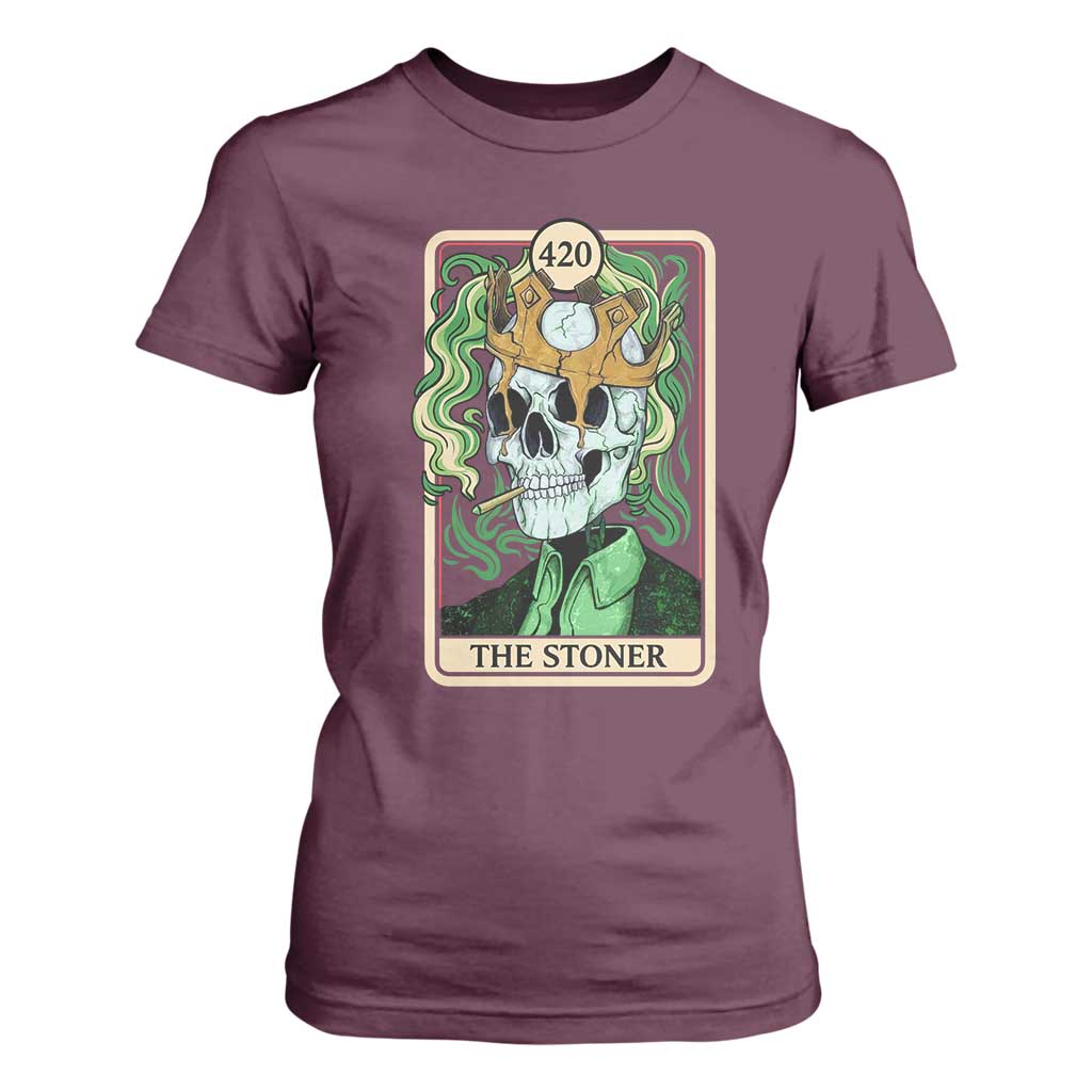 Skeleton Smokes T Shirt For Women The Stoner Weed Lover Cannabis 420 TS14 Maroon Print Your Wear