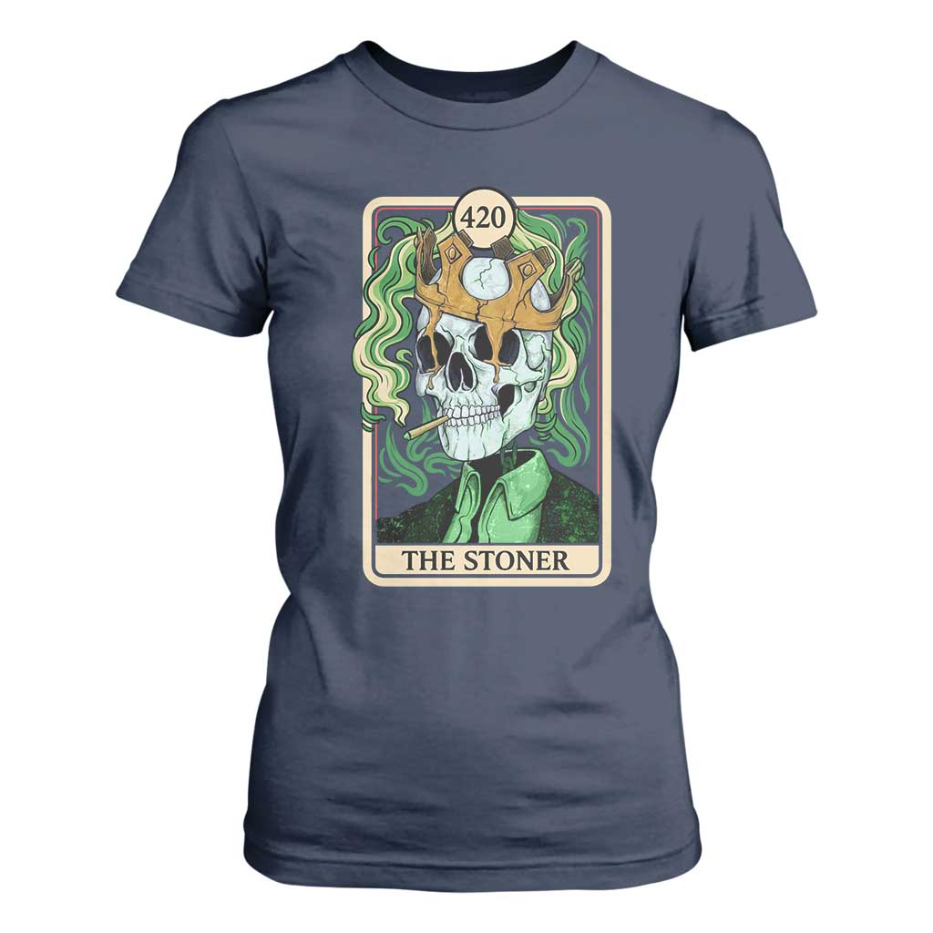 Skeleton Smokes T Shirt For Women The Stoner Weed Lover Cannabis 420 TS14 Navy Print Your Wear