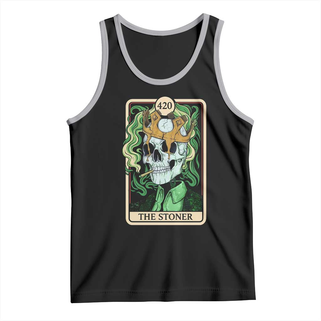 Skeleton Smokes Tank Top The Stoner Weed Lover Cannabis 420 TS14 Black Athletic Heather Print Your Wear