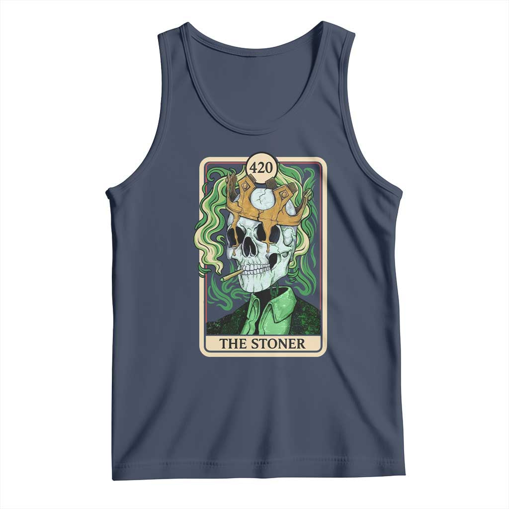 Skeleton Smokes Tank Top The Stoner Weed Lover Cannabis 420 TS14 Navy Print Your Wear