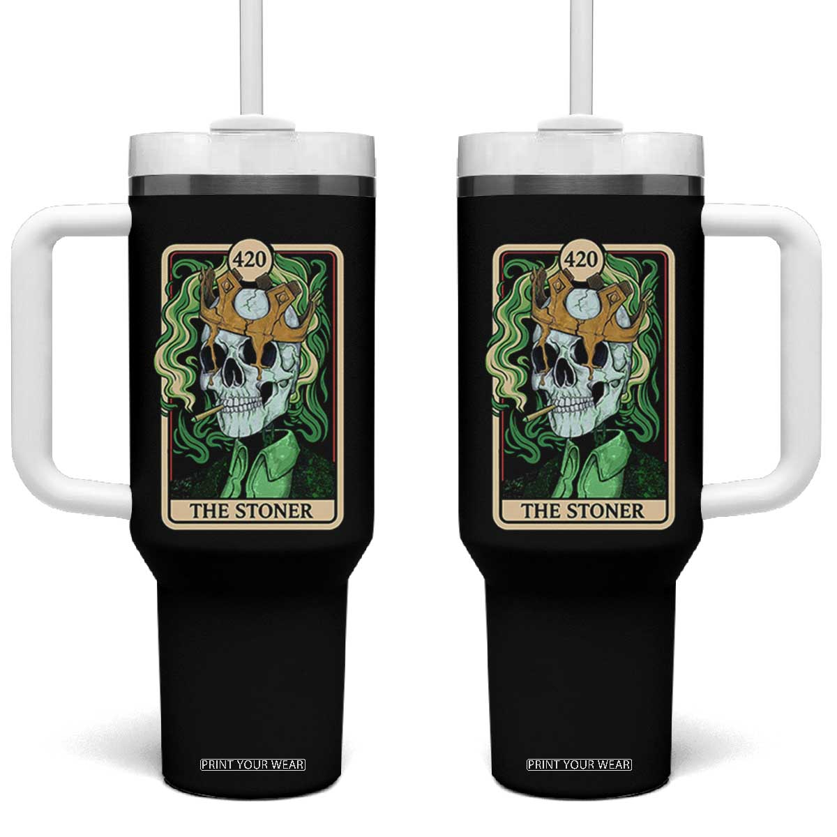 Skeleton Smokes Tumbler With Handle The Stoner Weed Lover Cannabis 420 TS14 One Size: 40 oz Black Print Your Wear