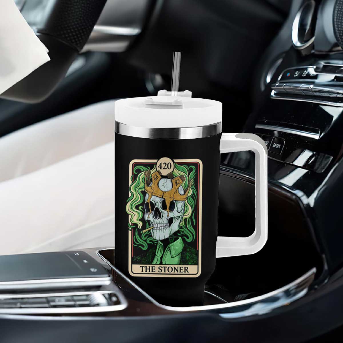 Skeleton Smokes Tumbler With Handle The Stoner Weed Lover Cannabis 420 TS14 Print Your Wear