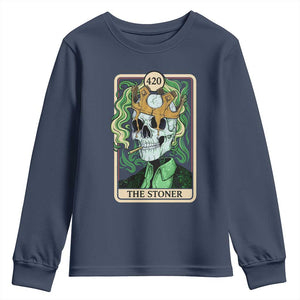 Skeleton Smokes Youth Sweatshirt The Stoner Weed Lover Cannabis 420 TS14 Navy Print Your Wear