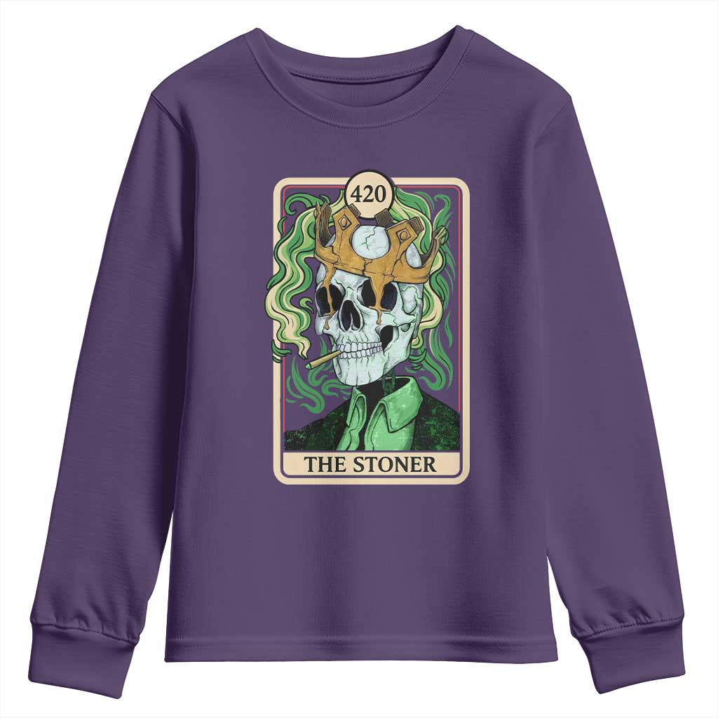 Skeleton Smokes Youth Sweatshirt The Stoner Weed Lover Cannabis 420 TS14 Purple Print Your Wear