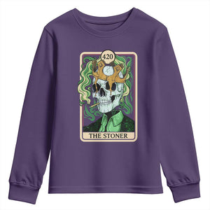 Skeleton Smokes Youth Sweatshirt The Stoner Weed Lover Cannabis 420 TS14 Purple Print Your Wear
