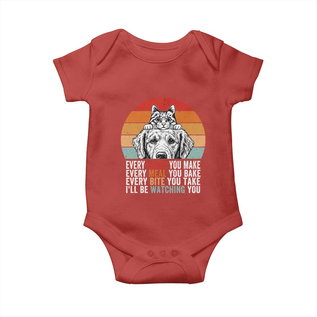 Every Snack You Make Baby Onesie Funny Dog Cat Lovers TS14 Red Print Your Wear