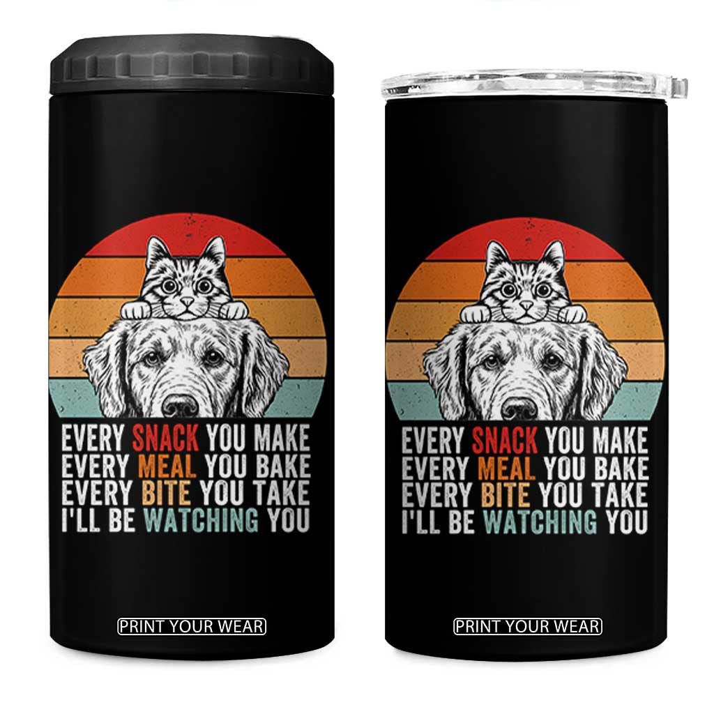 Every Snack You Make 4 in 1 Can Cooler Tumbler Funny Dog Cat Lovers TS14 One Size: 16 oz Black Print Your Wear