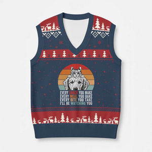 Every Snack You Make V-Neck Knit Sweater Vest Funny Dog Cat Lovers TS14 Navy Red Print Your Wear