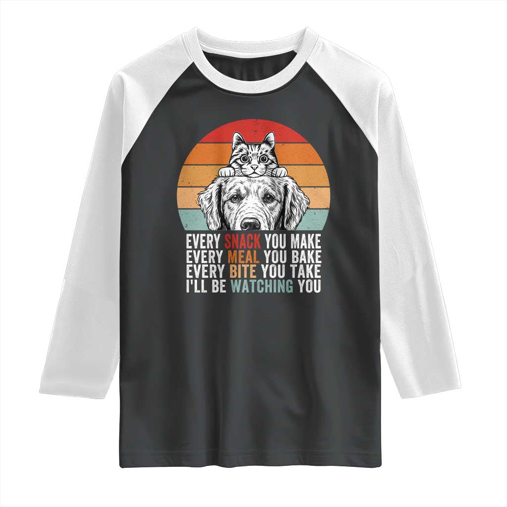 Every Snack You Make Raglan Shirt Funny Dog Cat Lovers TS14 Black White Print Your Wear