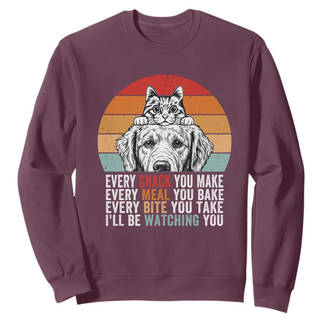 Every Snack You Make Sweatshirt Funny Dog Cat Lovers TS14 Maroon Print Your Wear