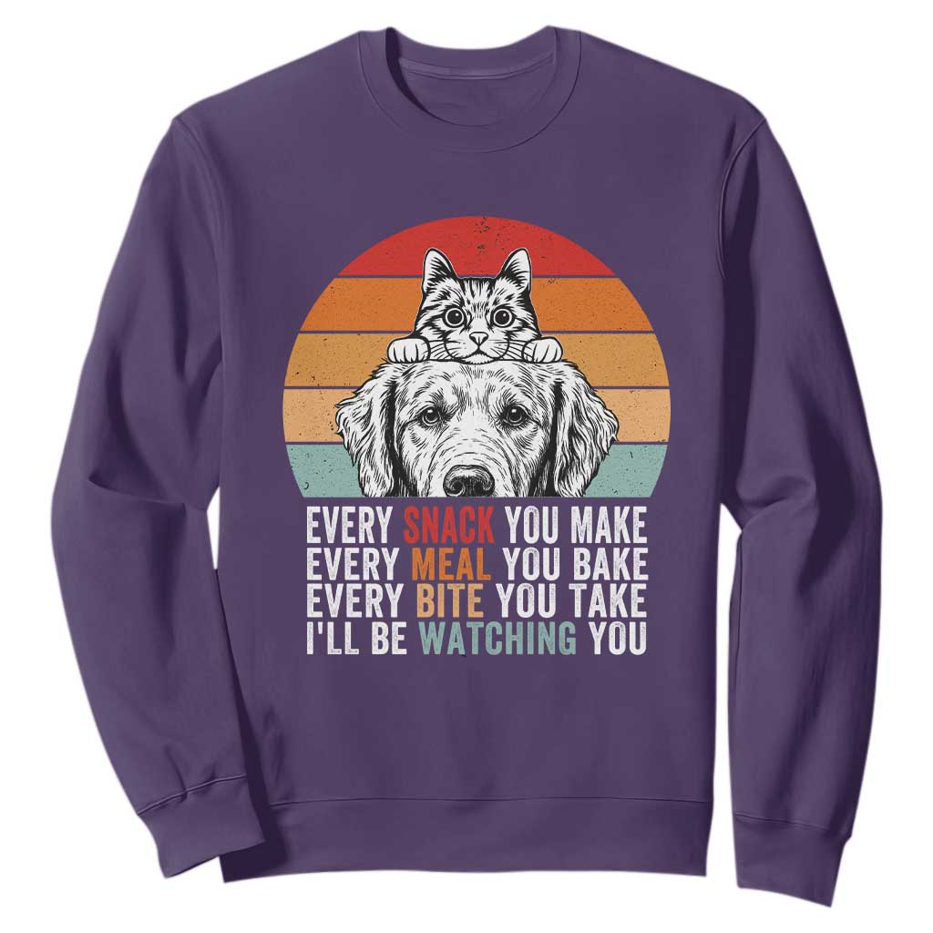 Every Snack You Make Sweatshirt Funny Dog Cat Lovers TS14 Purple Print Your Wear