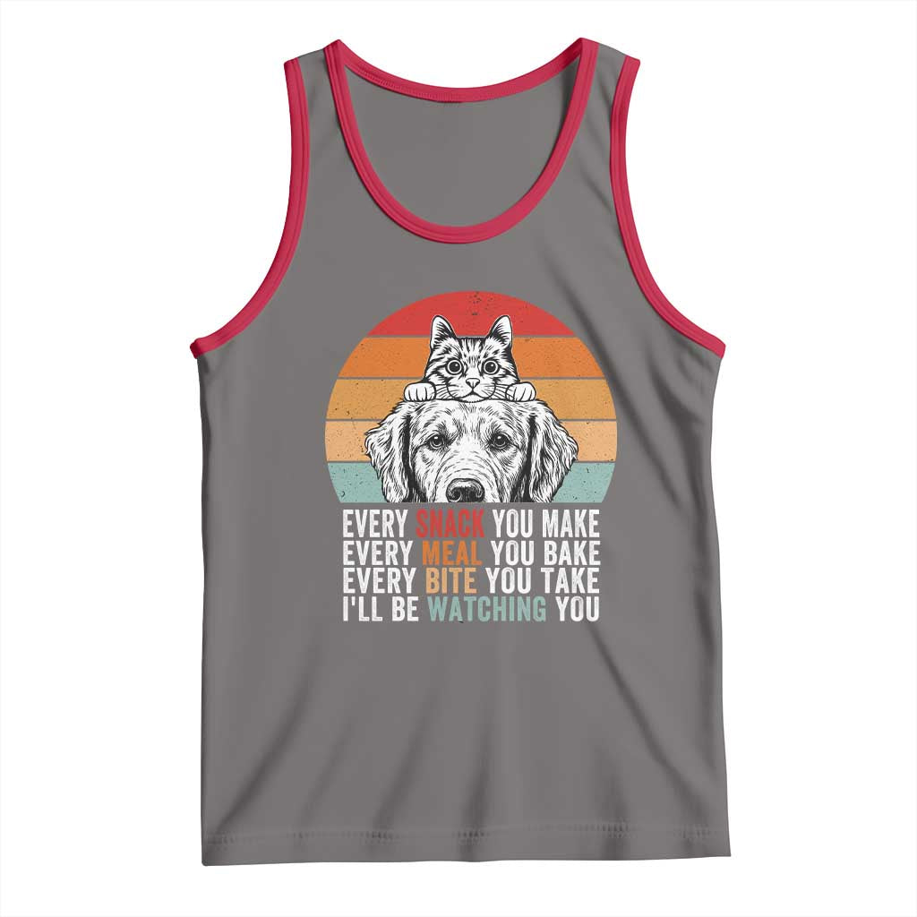 Every Snack You Make Tank Top Funny Dog Cat Lovers TS14 Deep Heather Red Print Your Wear