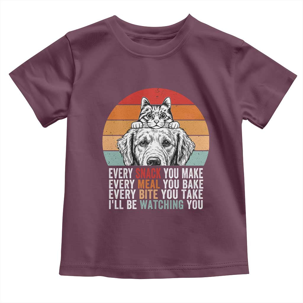 Every Snack You Make Toddler T Shirt Funny Dog Cat Lovers TS14 Maroon Print Your Wear