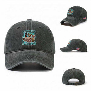 I Got That Dawg In Me Washed Cotton Baseball Cap Funny Chihuahua Dog Meme TS14 Washed Cap Universal Fit Dark Green Print Your Wear