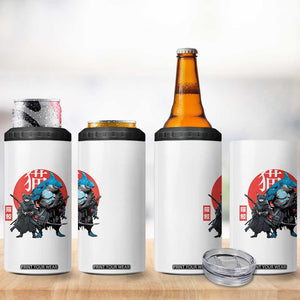 Samurai Cat Shark 4 in 1 Can Cooler Tumbler Retro Japanese Animal Warrior Art TS14 Print Your Wear