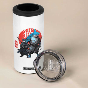 Samurai Cat Shark 4 in 1 Can Cooler Tumbler Retro Japanese Animal Warrior Art TS14 Print Your Wear