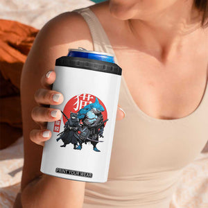 Samurai Cat Shark 4 in 1 Can Cooler Tumbler Retro Japanese Animal Warrior Art TS14 Print Your Wear