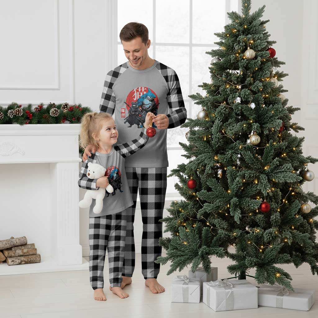 Samurai Cat Shark Plaid Pajama Set Retro Japanese Animal Warrior Art TS14 White Plaid Print Your Wear