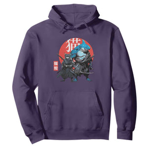 Samurai Cat Shark Hoodie Retro Japanese Animal Warrior Art TS14 Purple Print Your Wear