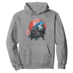 Samurai Cat Shark Hoodie Retro Japanese Animal Warrior Art TS14 Sport Gray Print Your Wear