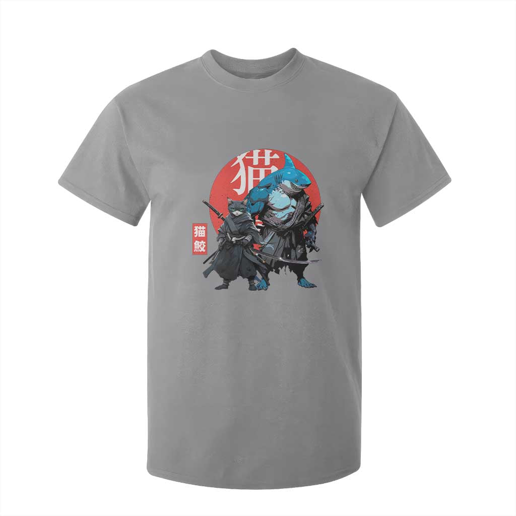 Samurai Cat Shark T Shirt For Kid Retro Japanese Animal Warrior Art TS14 Sport Gray Print Your Wear