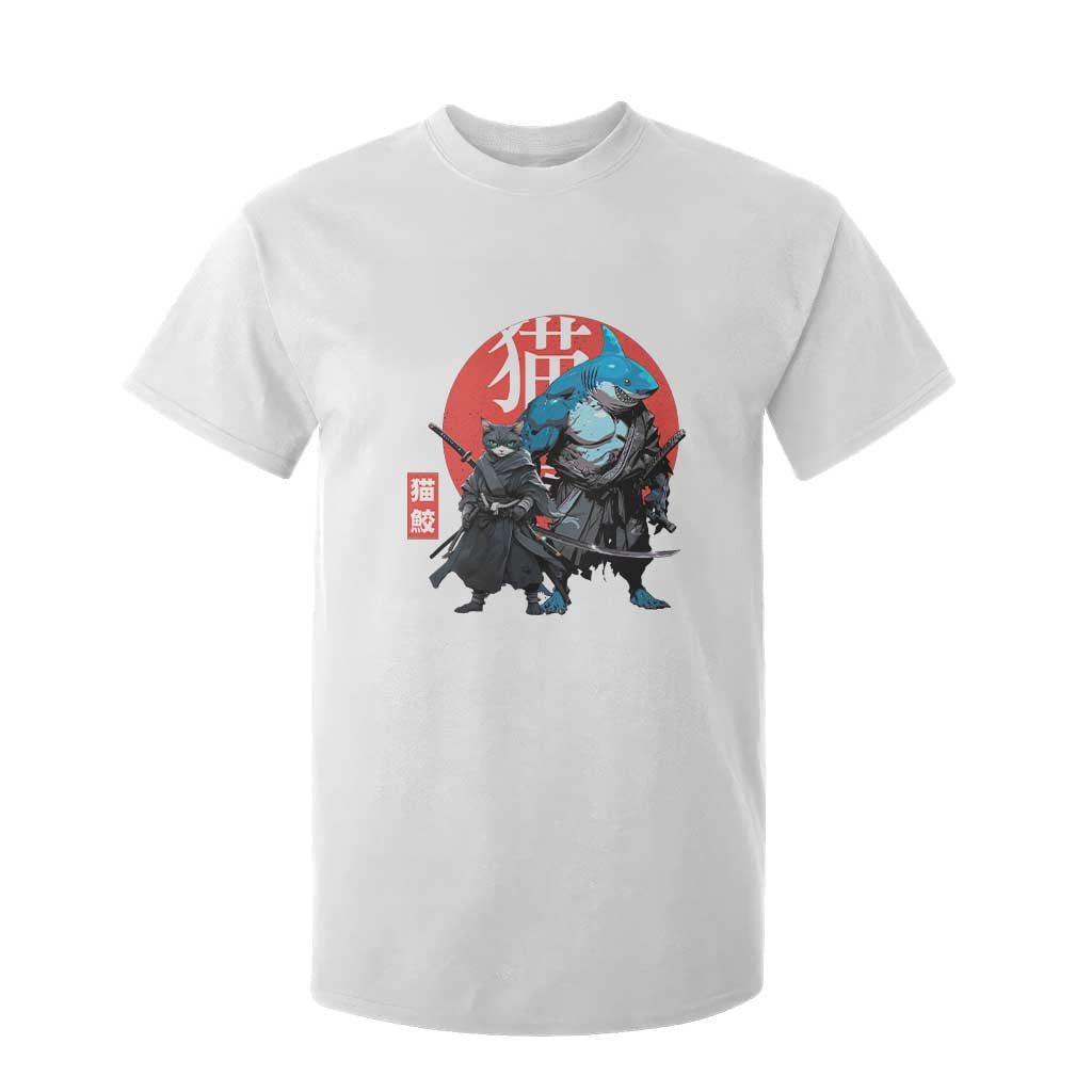 Samurai Cat Shark T Shirt For Kid Retro Japanese Animal Warrior Art TS14 White Print Your Wear
