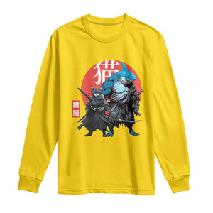 Samurai Cat Shark Long Sleeve Shirt Retro Japanese Animal Warrior Art TS14 Daisy Print Your Wear