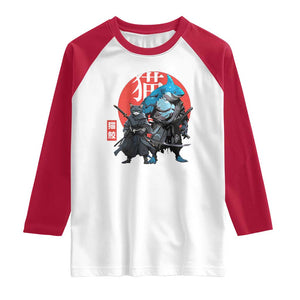 Samurai Cat Shark Raglan Shirt Retro Japanese Animal Warrior Art TS14 White Red Print Your Wear