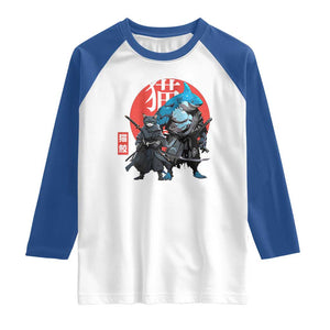 Samurai Cat Shark Raglan Shirt Retro Japanese Animal Warrior Art TS14 White Royal Print Your Wear