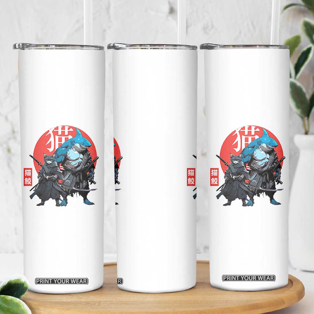 Samurai Cat Shark Skinny Tumbler Retro Japanese Animal Warrior Art TS14 Print Your Wear
