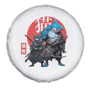 Samurai Cat Shark Spare Tire Cover Retro Japanese Animal Warrior Art TS14 Print Your Wear