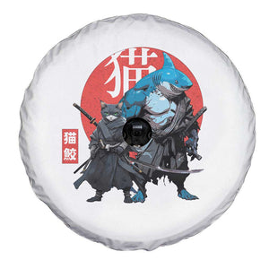 Samurai Cat Shark Spare Tire Cover Retro Japanese Animal Warrior Art TS14 Print Your Wear