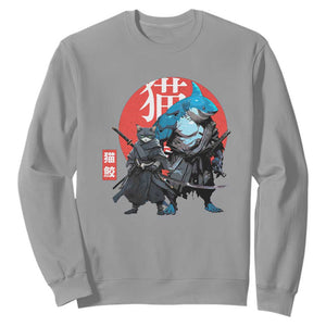 Samurai Cat Shark Sweatshirt Retro Japanese Animal Warrior Art TS14 Sport Gray Print Your Wear