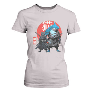 Samurai Cat Shark T Shirt For Women Retro Japanese Animal Warrior Art TS14 Ice Gray Print Your Wear