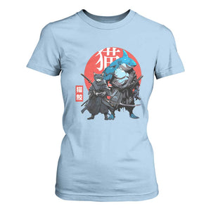Samurai Cat Shark T Shirt For Women Retro Japanese Animal Warrior Art TS14 Light Blue Print Your Wear