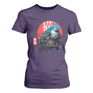 Samurai Cat Shark T Shirt For Women Retro Japanese Animal Warrior Art TS14 Purple Print Your Wear